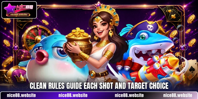 Clean rules guide each shot and target choice Clean rules guide each shot and target choice