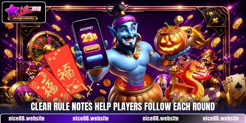 Clear rule notes help players follow each round Clear rule notes help players follow each round