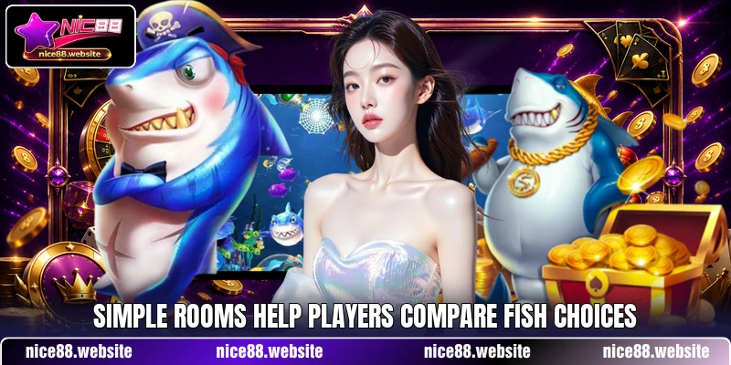 Simple rooms help players compare fish choices