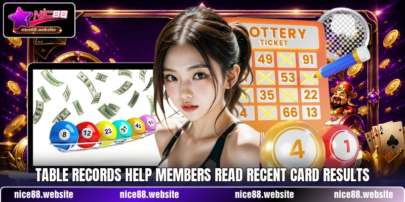 Table records help members read recent card results Table records help members read recent card results