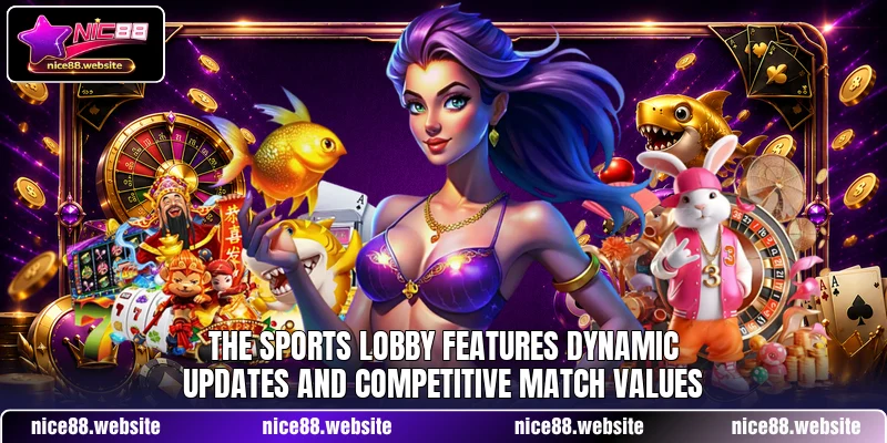 The sports lobby features dynamic updates and competitive match values